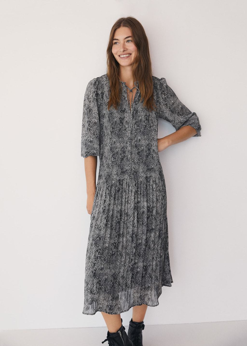 Recycled polyester animal print dress