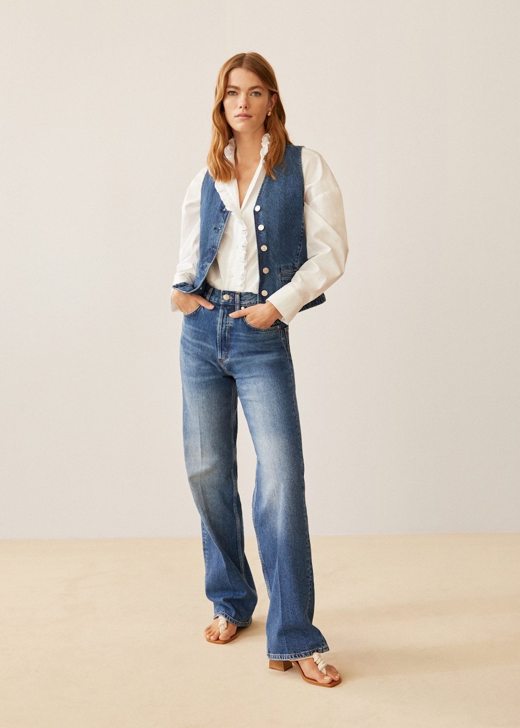 Ruffled cotton shirt