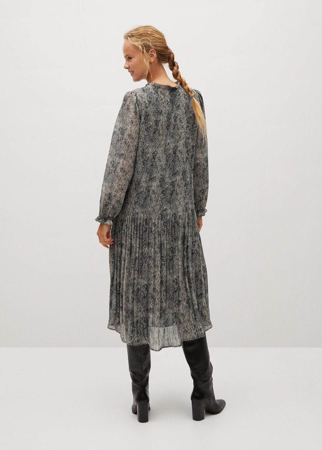 Recycled polyester animal print dress