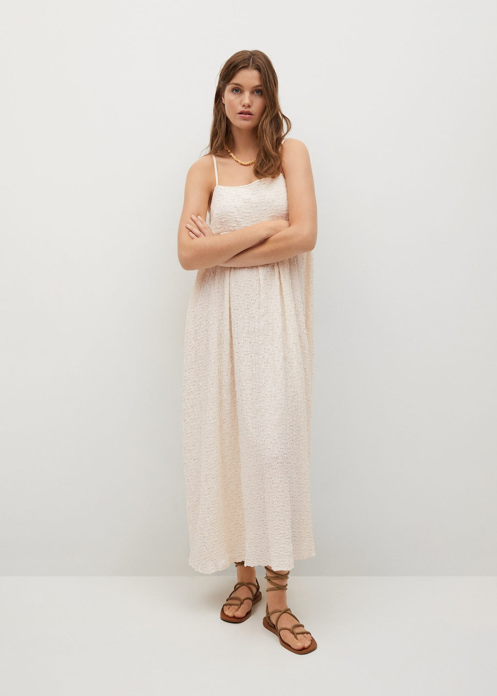 Textured cotton-blend dress