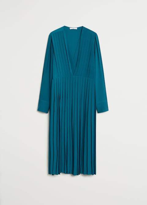 Recycled polyester pleated dress