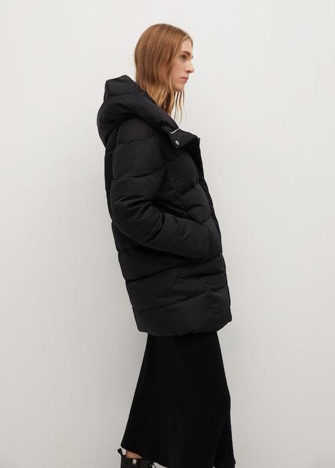 Feather down hooded coat