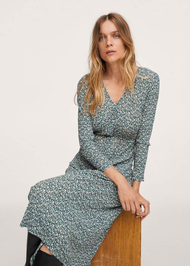 Printed textured dress