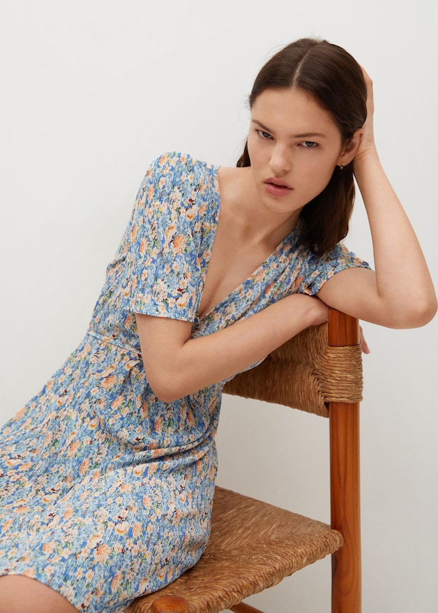 Printed pleated dress