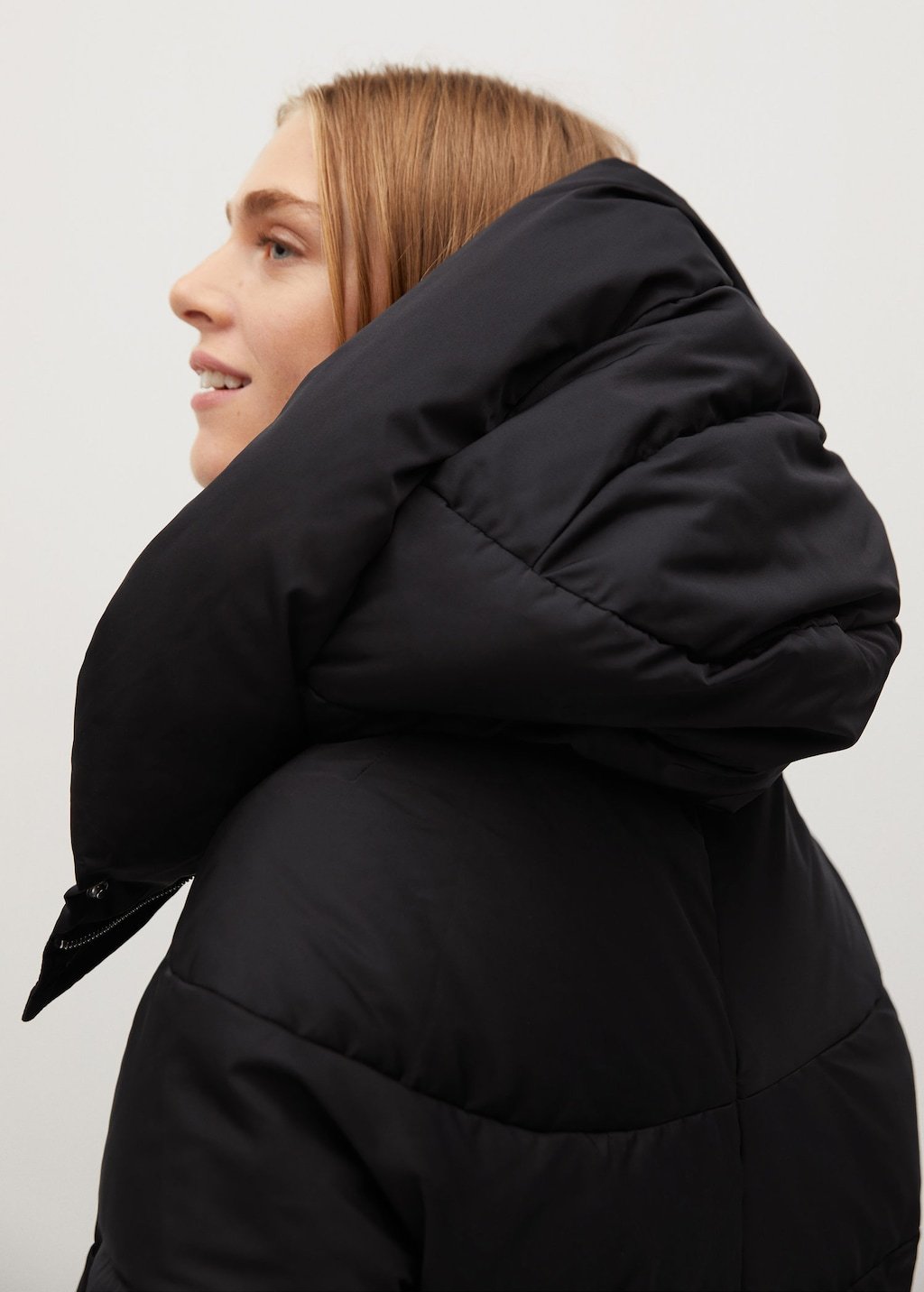 Feather down hooded coat