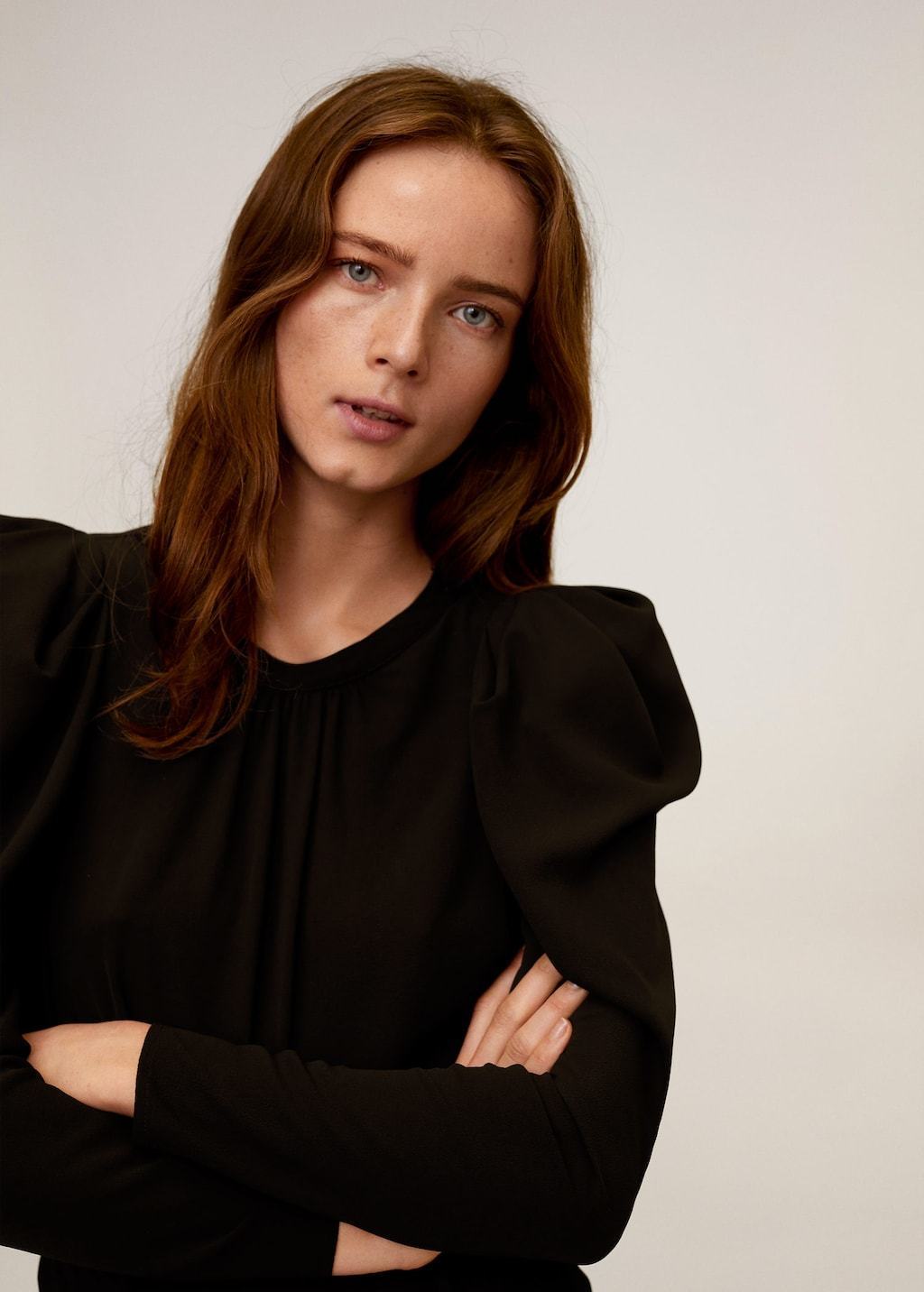 Puffed-shoulder blouse