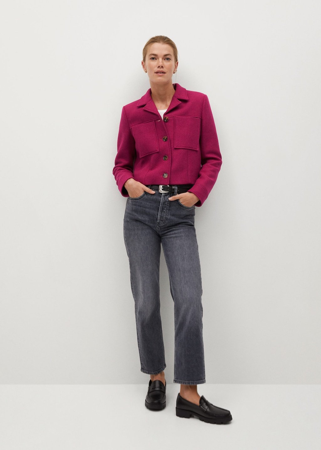 Pocketed wool-blend jacket