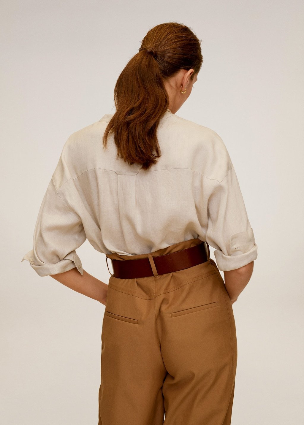 Mao collar linen shirt