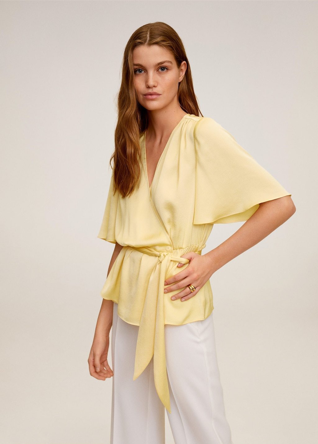 Wrap V-neckline blouse