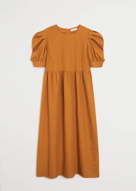 Puffed sleeves cotton dress