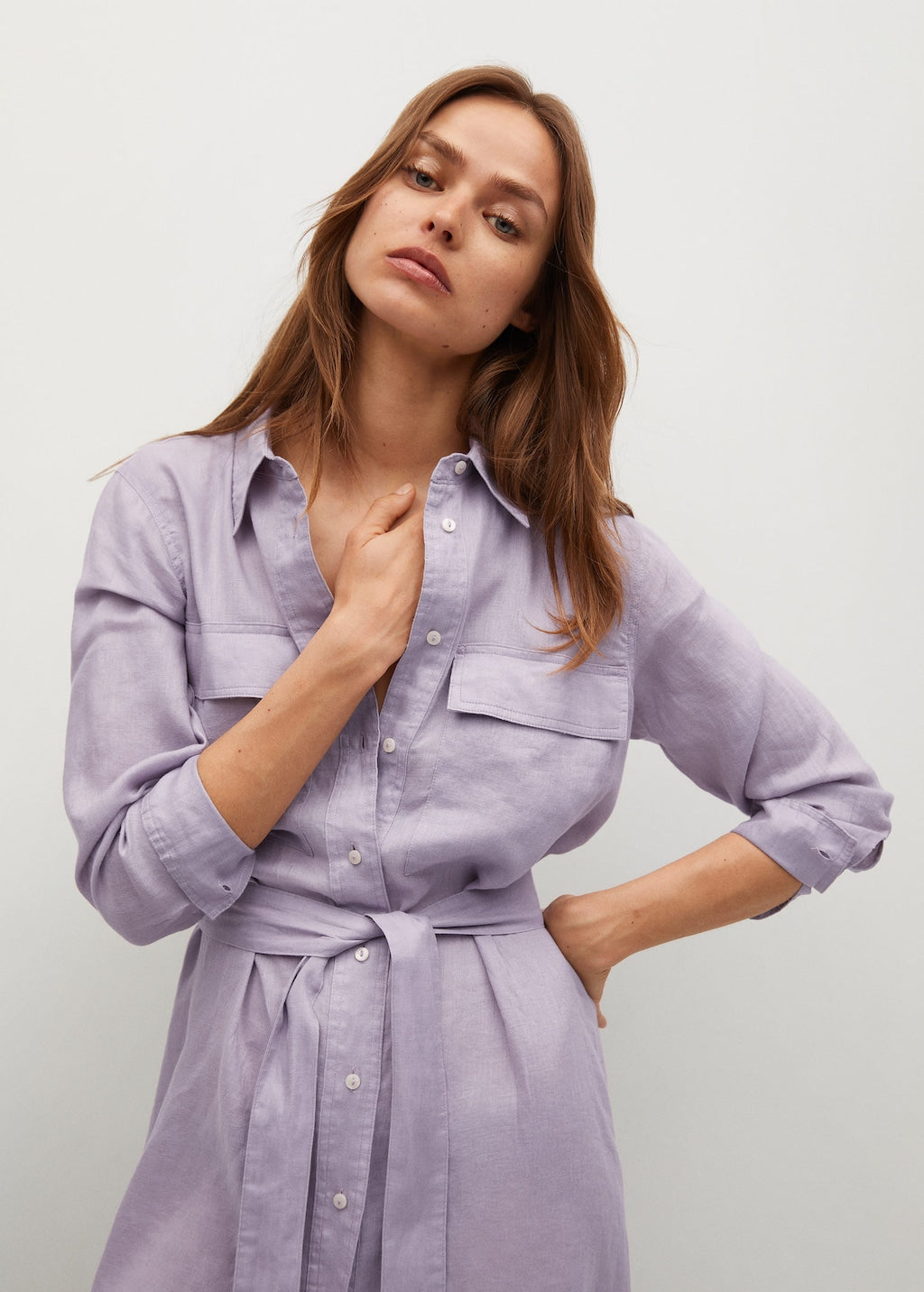 Linen-blend shirt dress