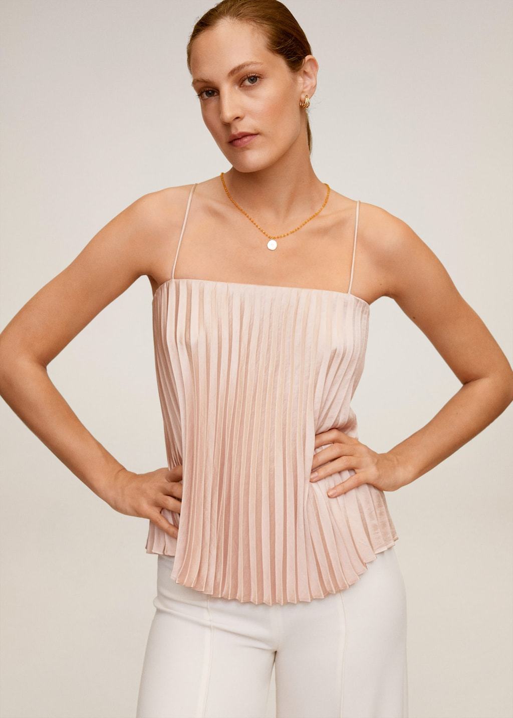 Pleated satin top