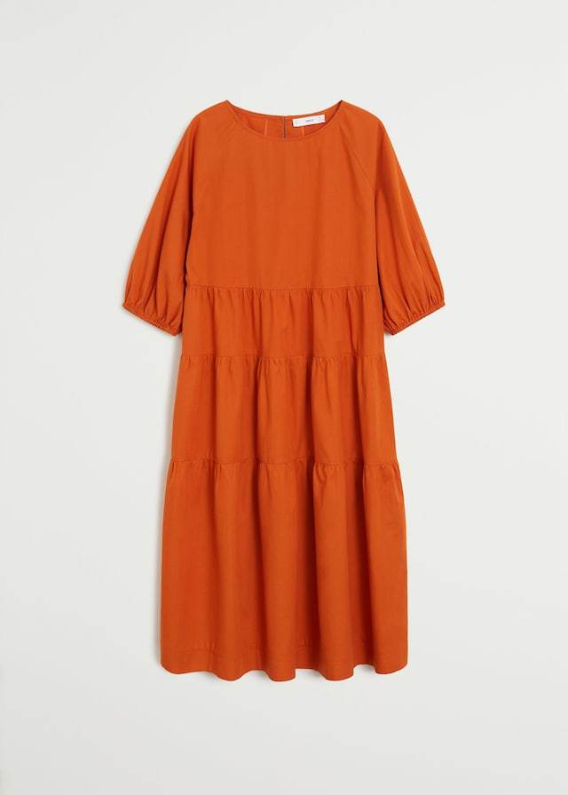 Puffed sleeves cotton dress
