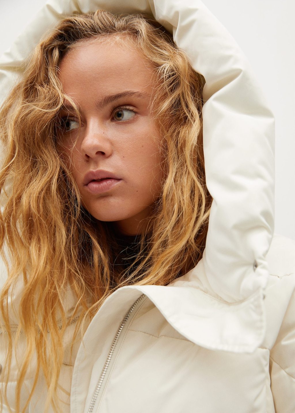 Feather down hooded coat