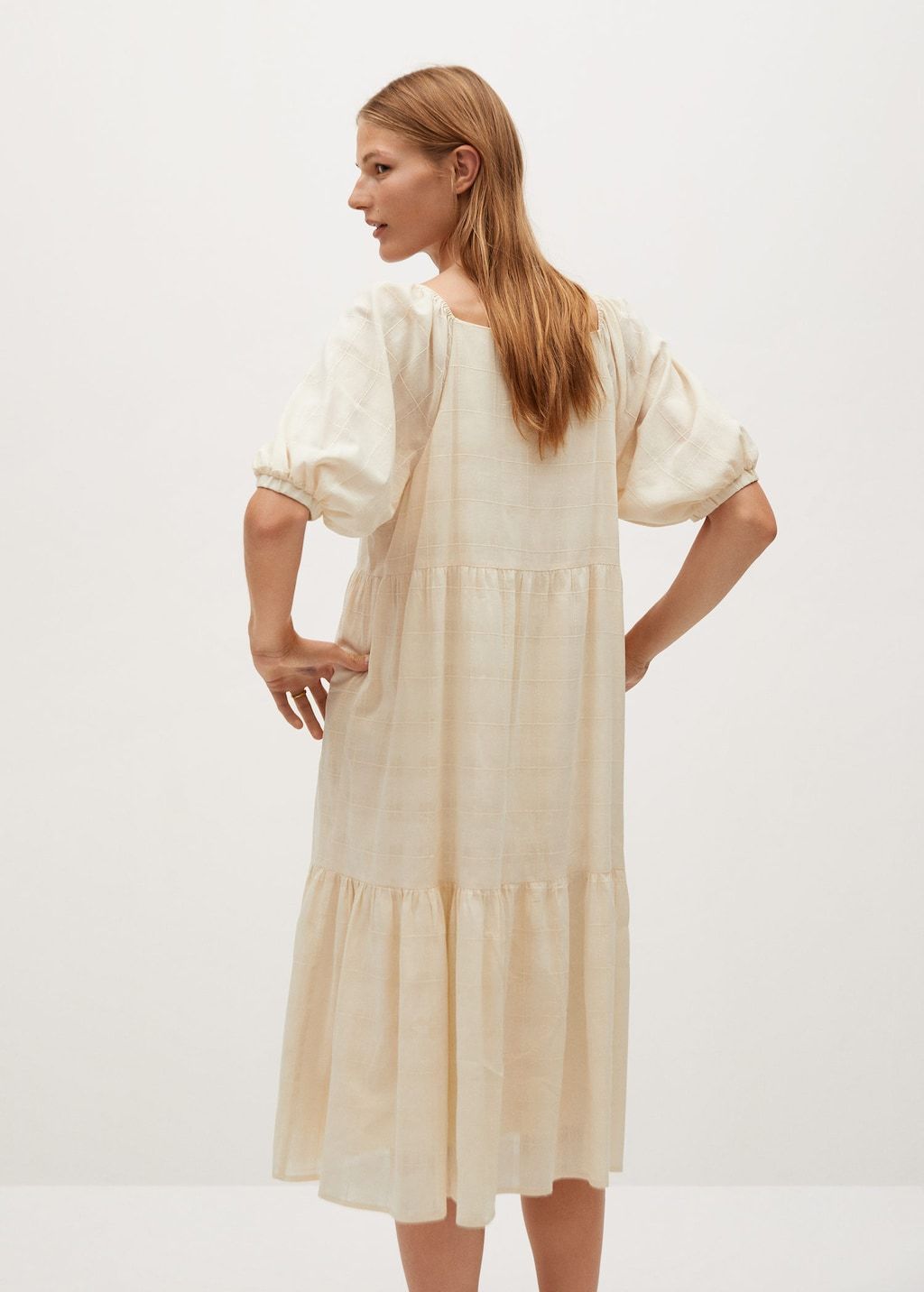 Puffed sleeves cotton dress