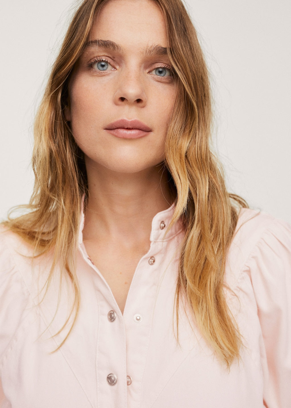 Denim dress with puffed sleeves