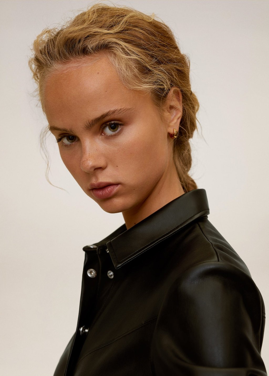 Faux-leather shirt dress