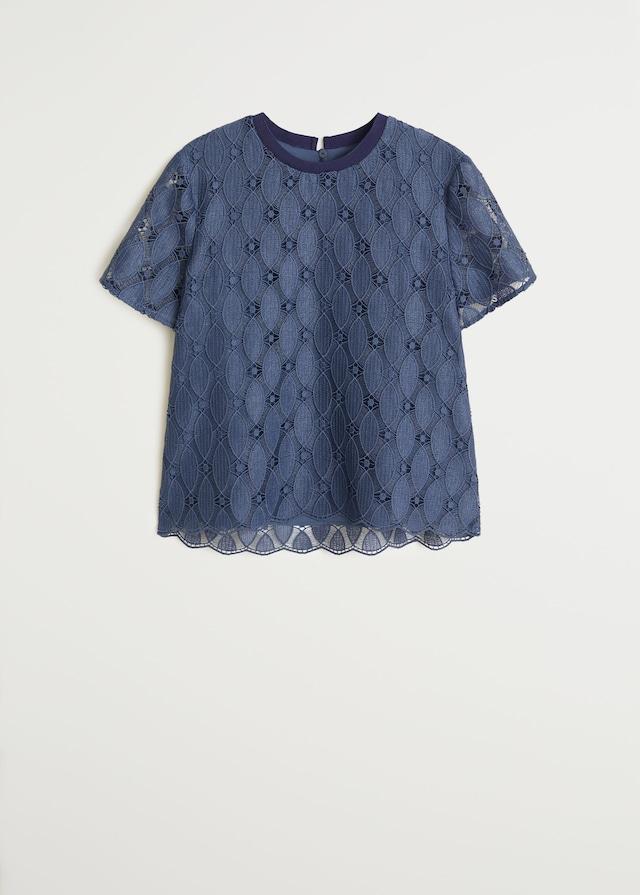 Embroidered openwork shirt