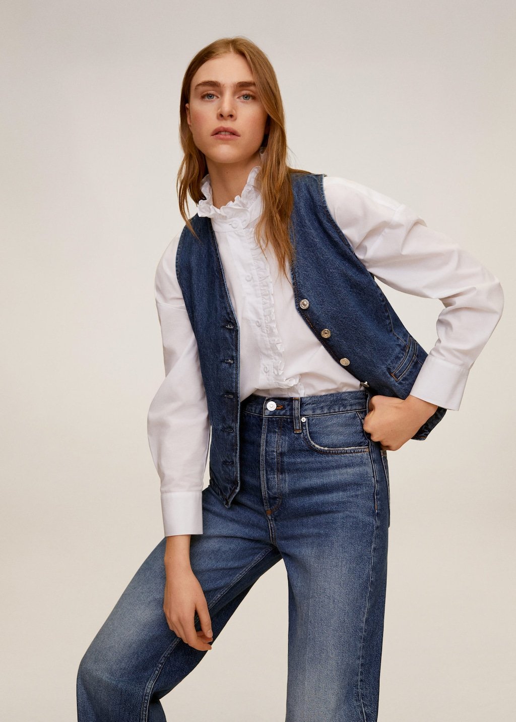 Ruffled cotton shirt