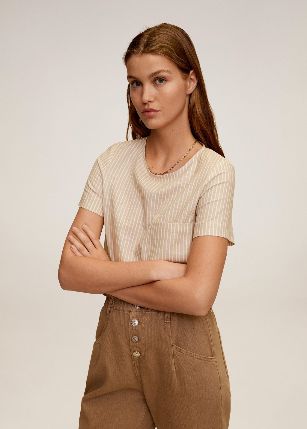 Pocket linen-blend blouse