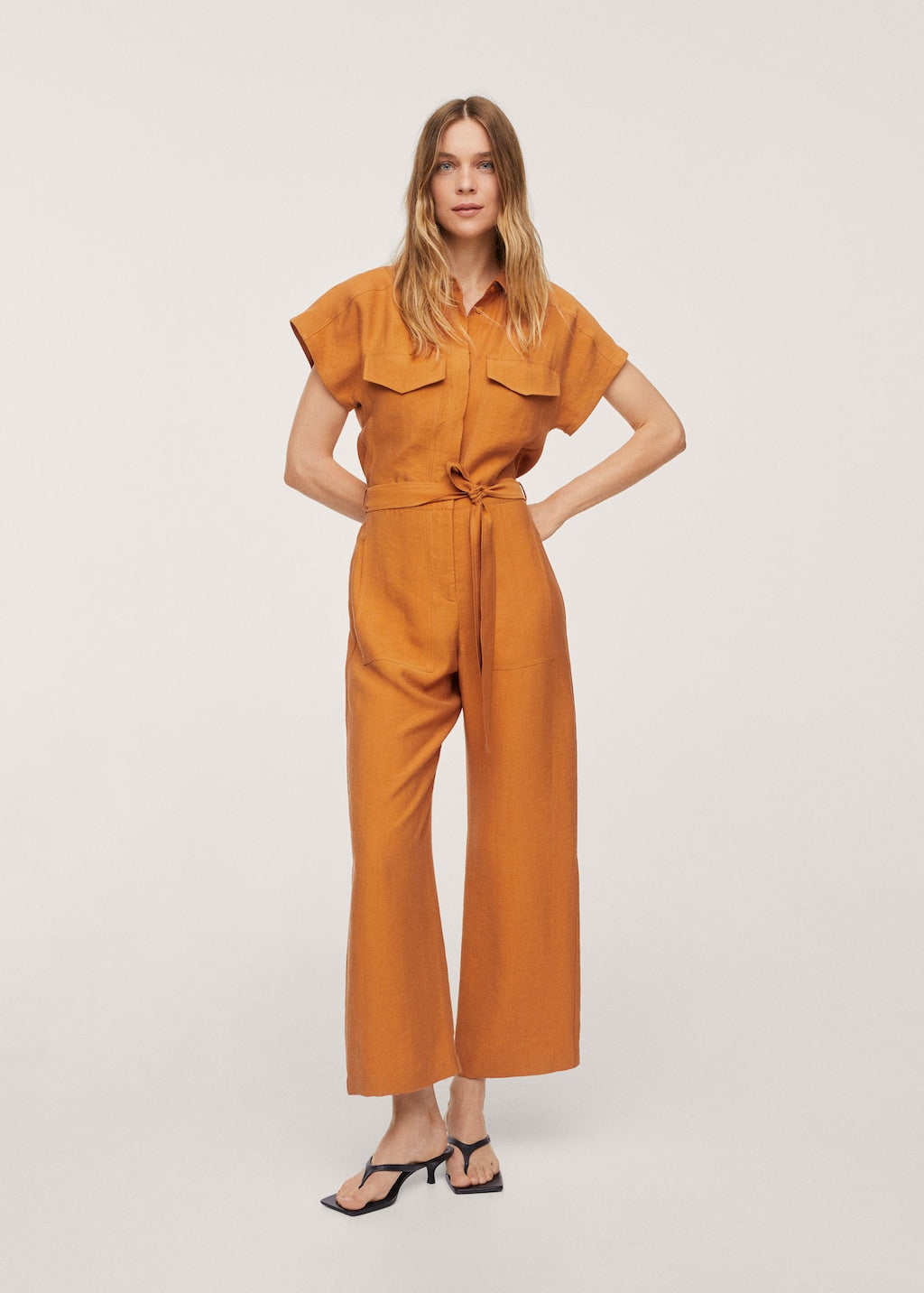 Lyocell jumpsuit with belt