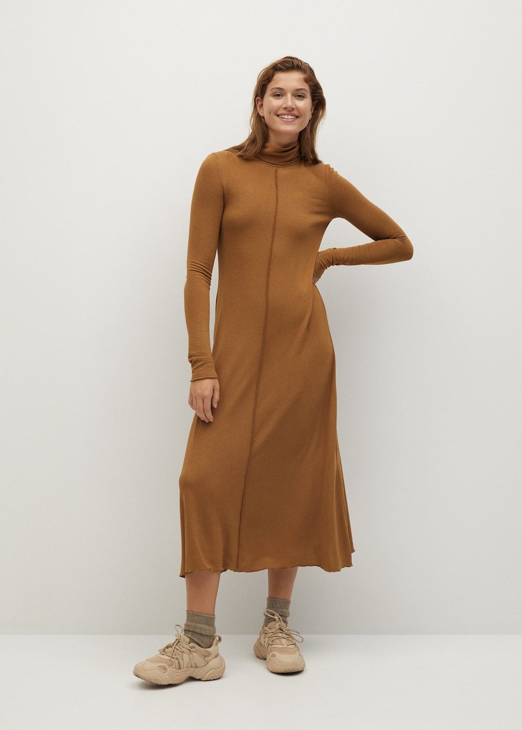 Turtle neck knit dress