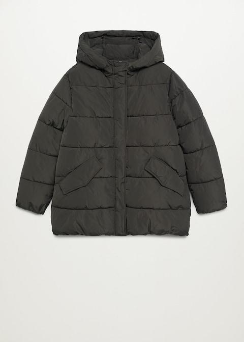 Detachable faux-fur quilted anorak