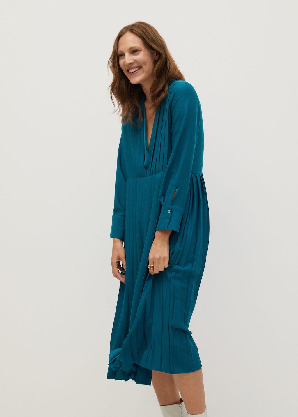 Recycled polyester pleated dress