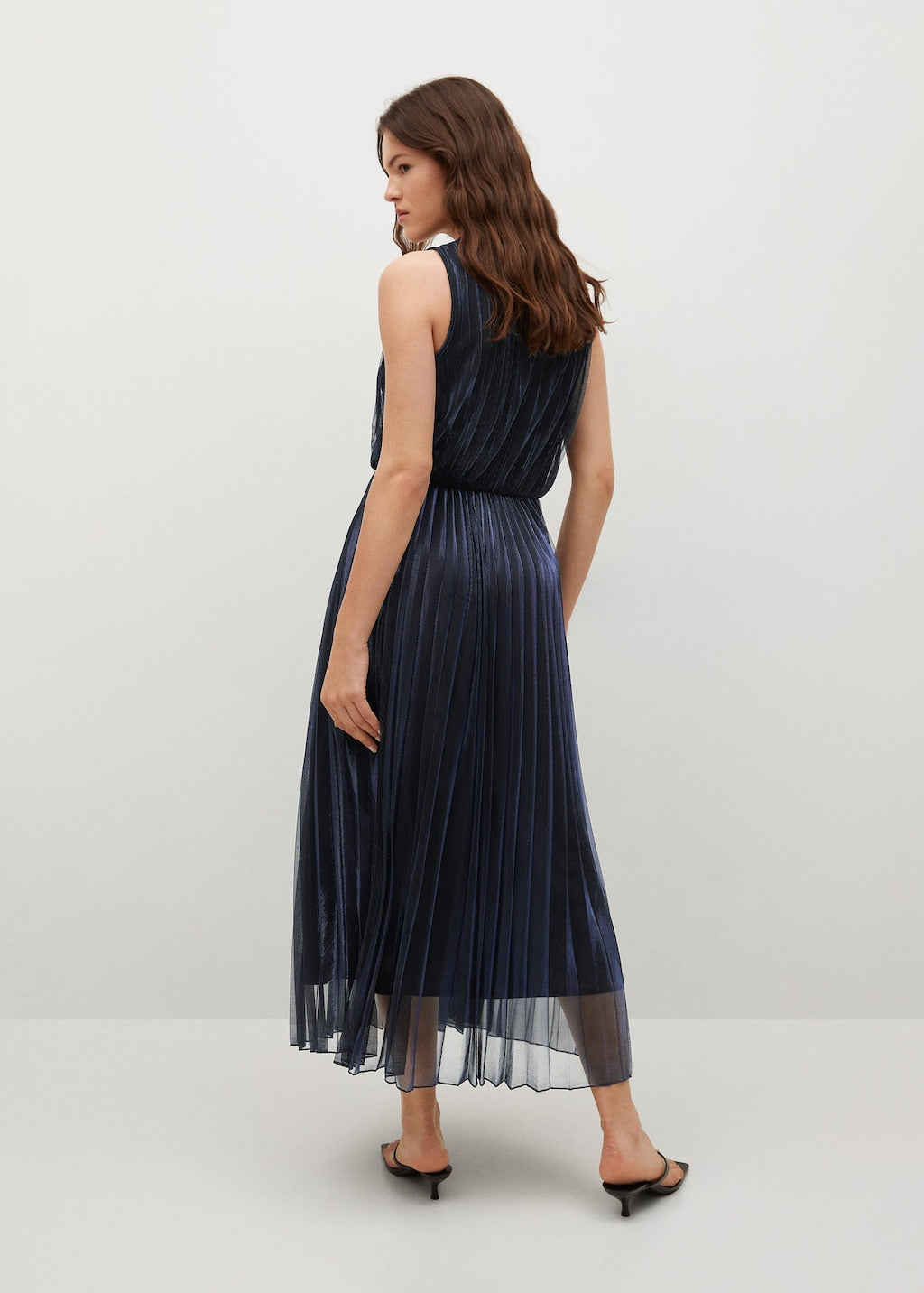 Metallic pleated dress