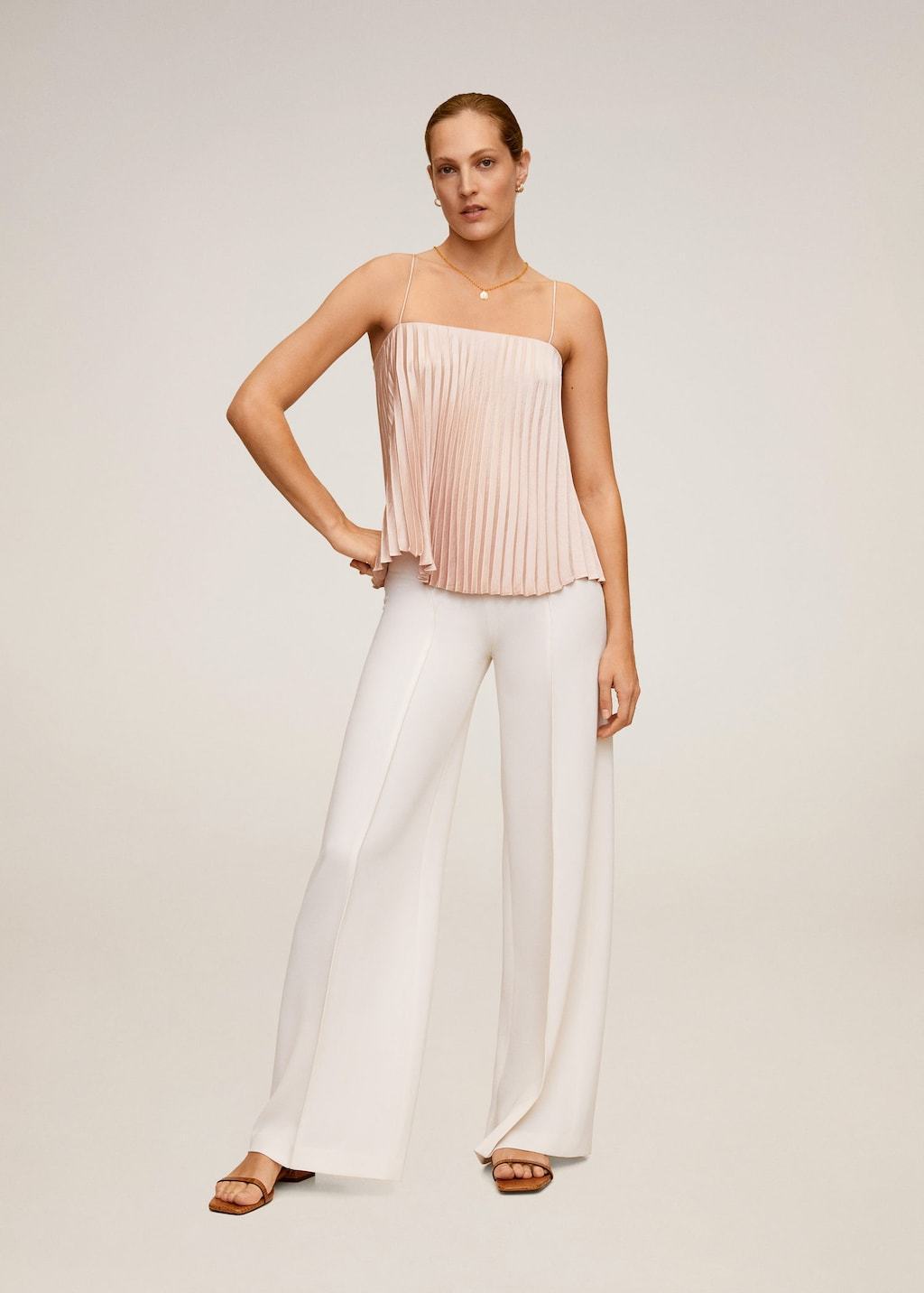 Pleated satin top