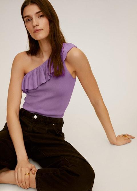 Asymmetric flounces top
