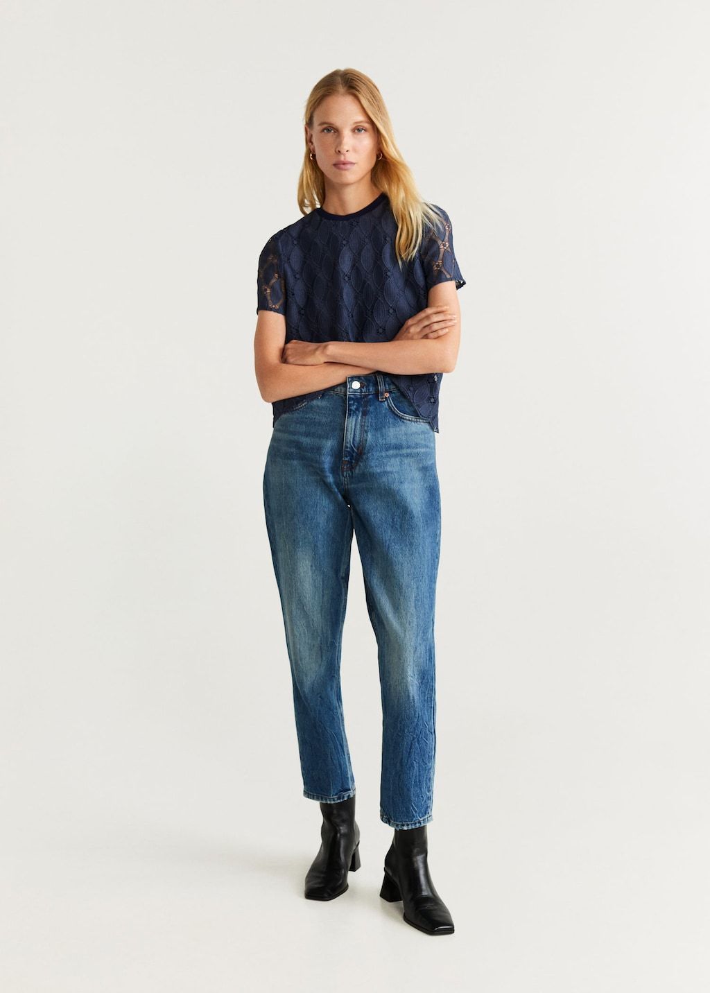 Embroidered openwork shirt