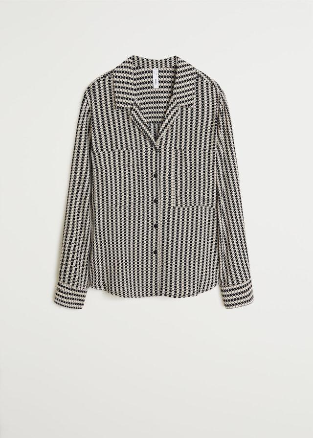 Chest-pocket flowy blouse