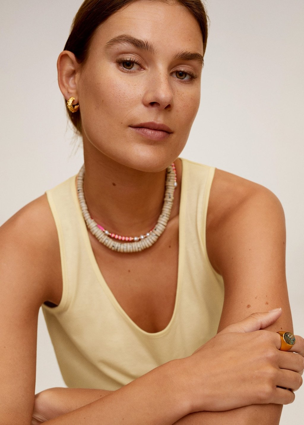 Strap cotton T-shirt