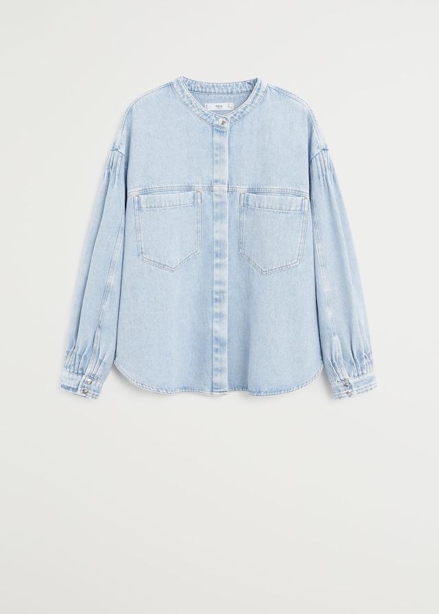 Puffed sleeves denim shirt