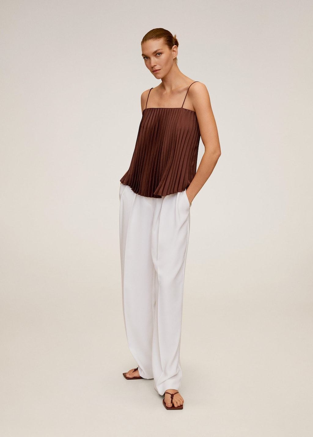 Pleated satin top
