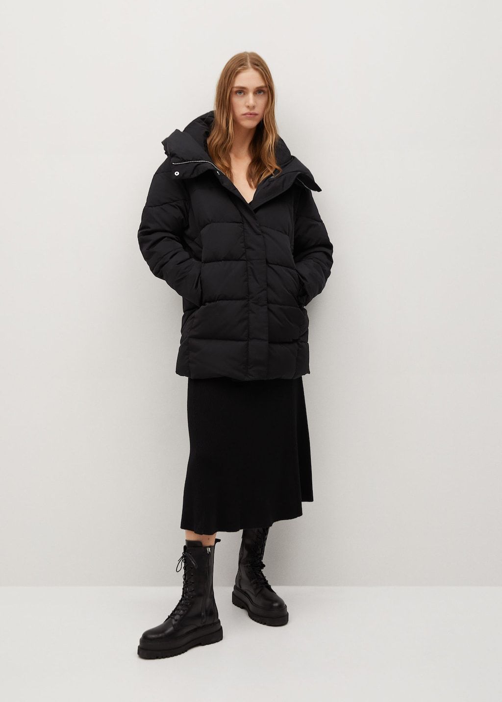 Feather down hooded coat