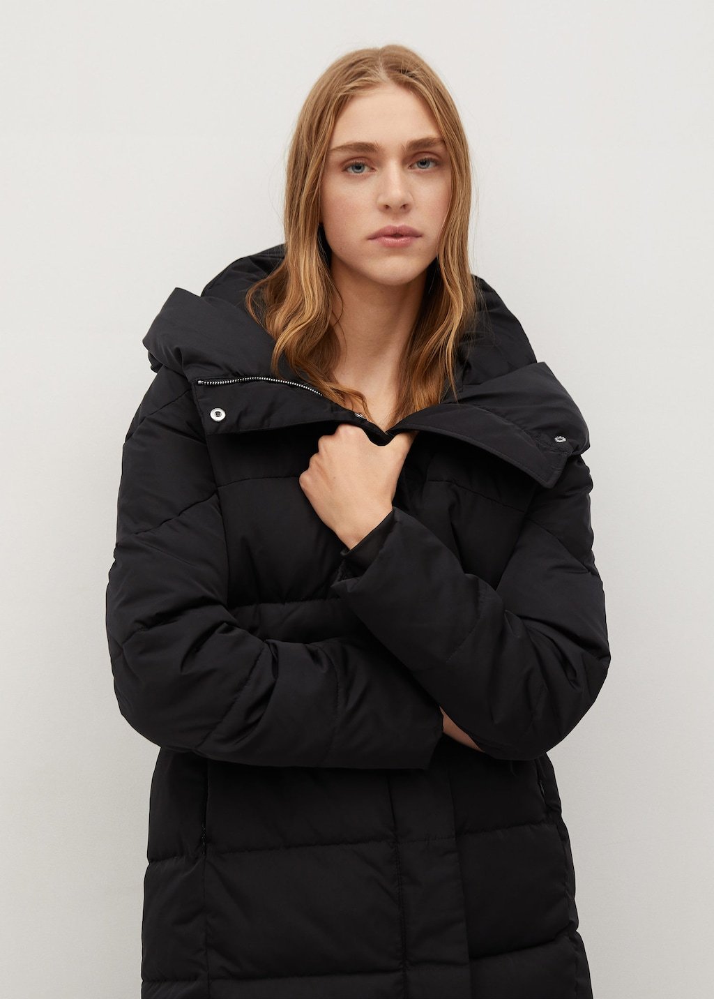 Feather down hooded coat