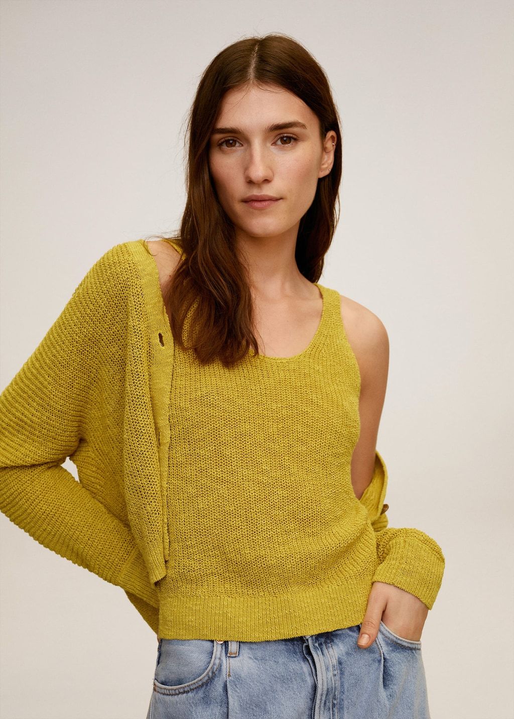 Linen cotton knit cardigan