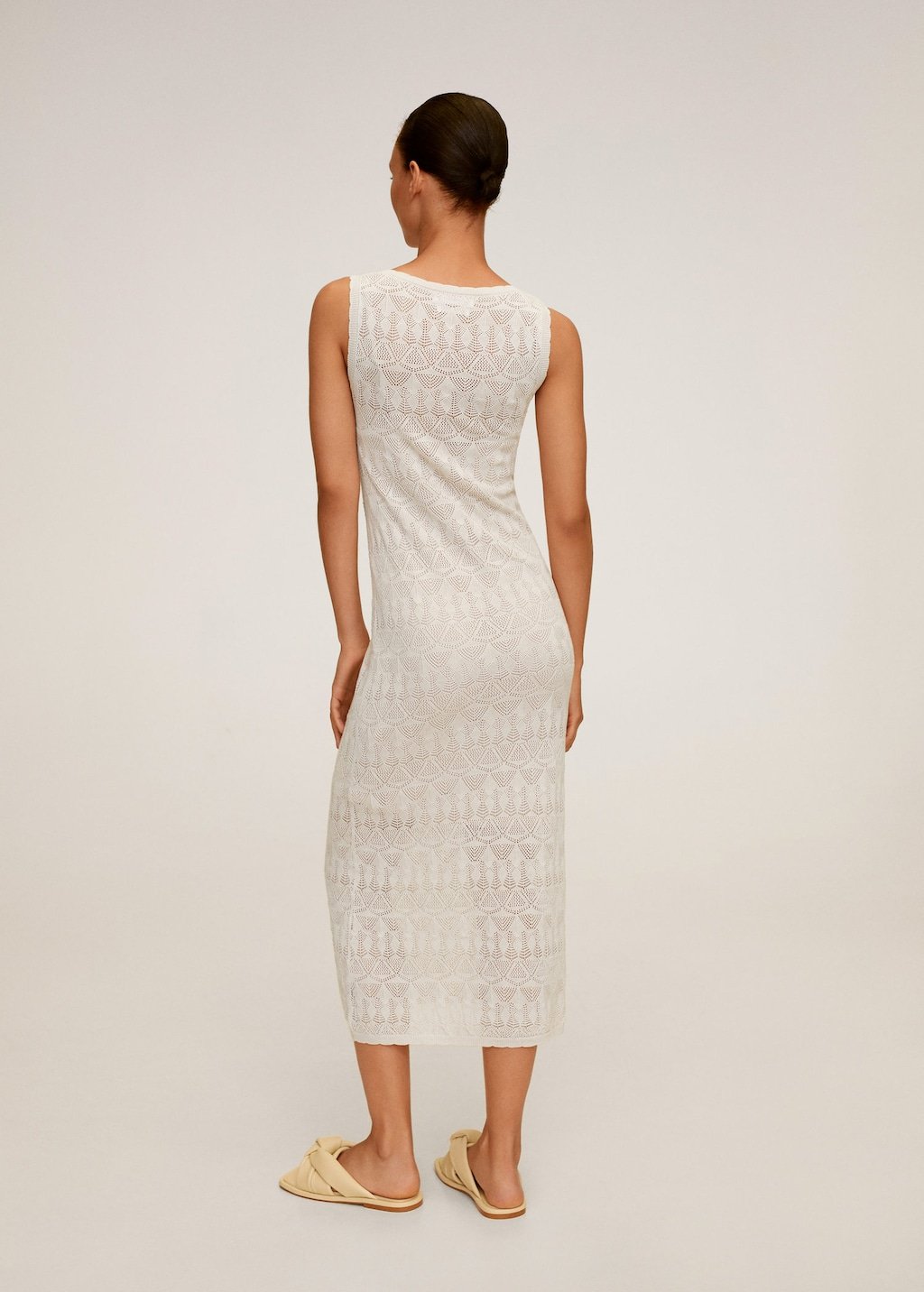 Openwork detail linen dress