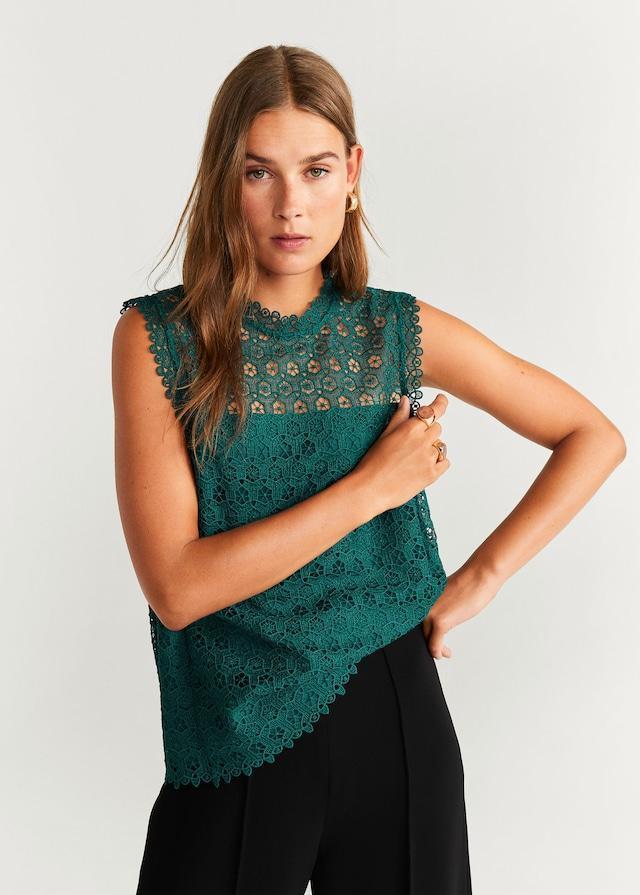 Floral guipure blouse