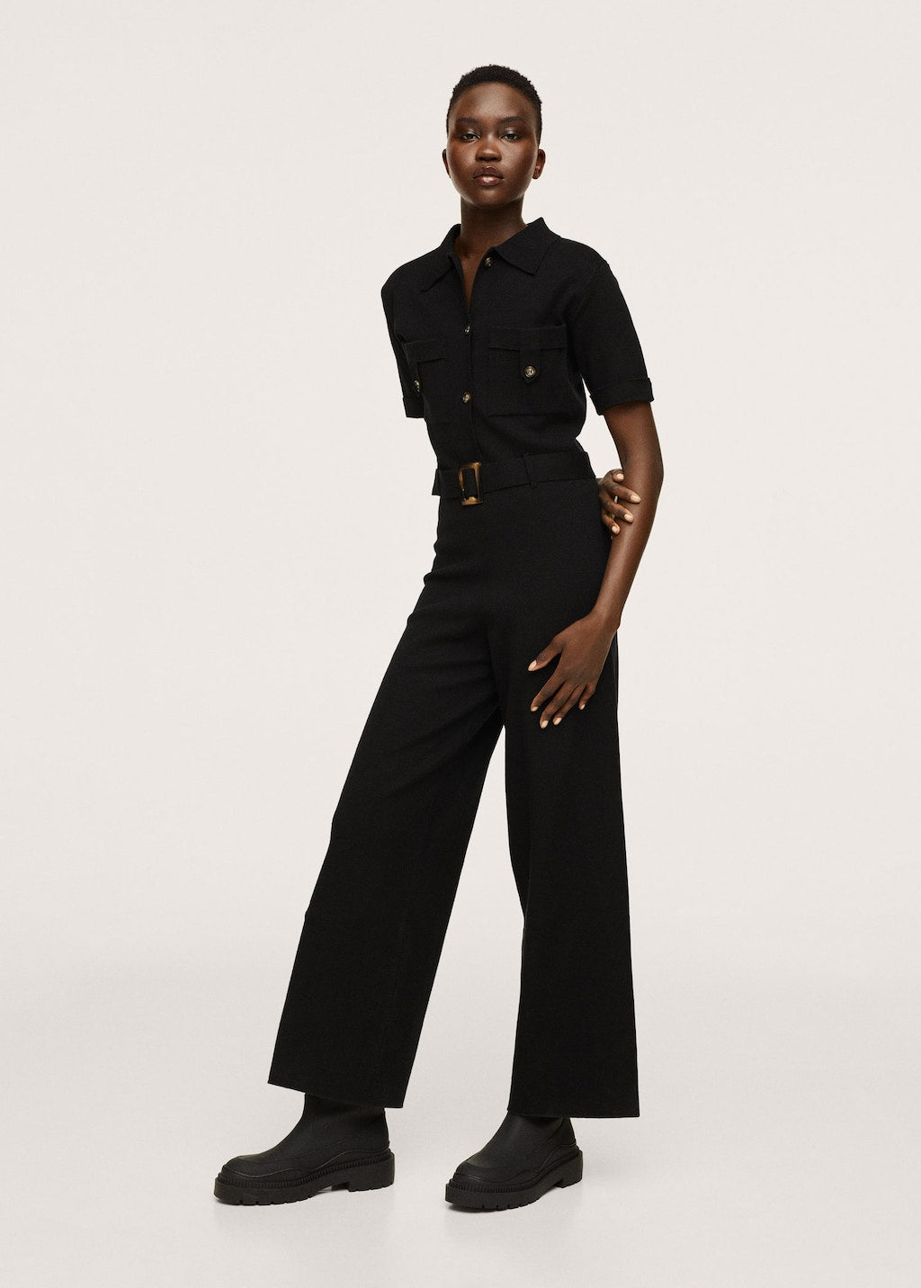 Belt long jumpsuit