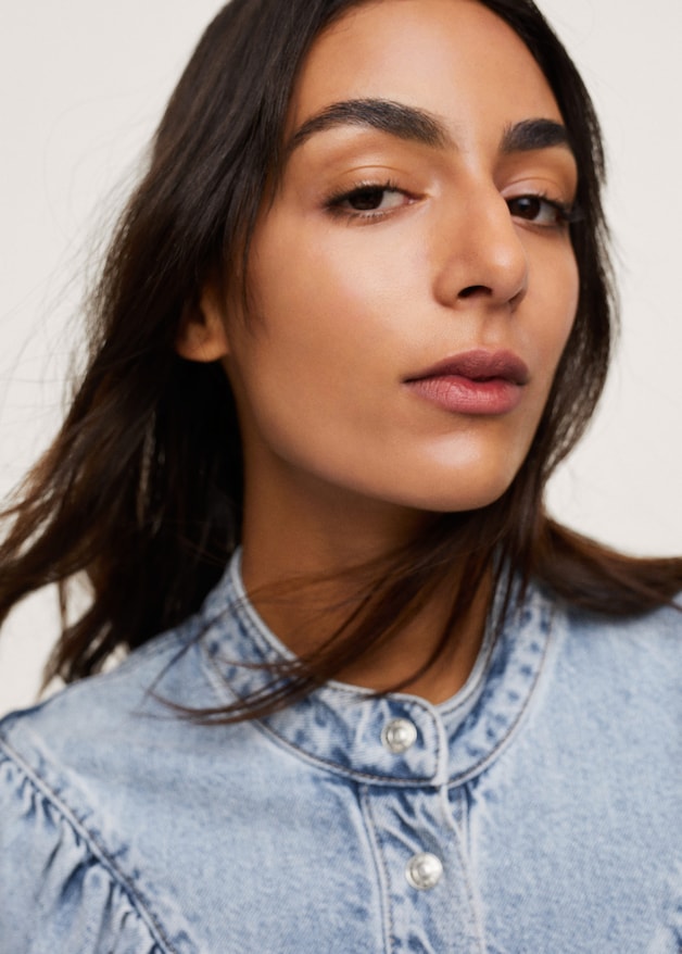 Denim dress with puffed sleeves