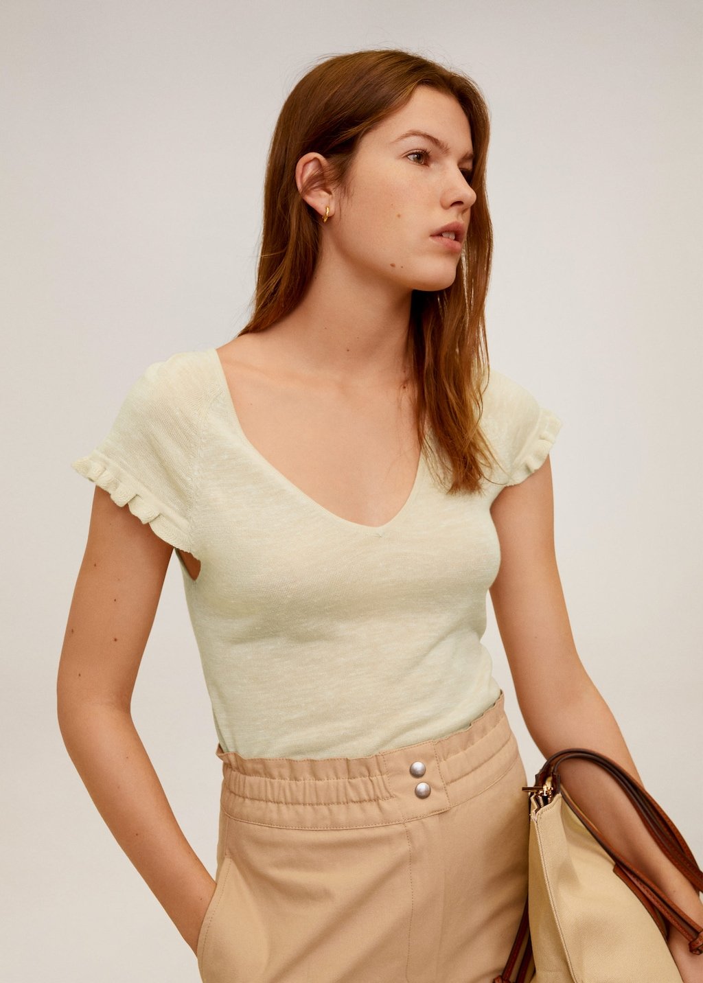 Frills linen t-shirt