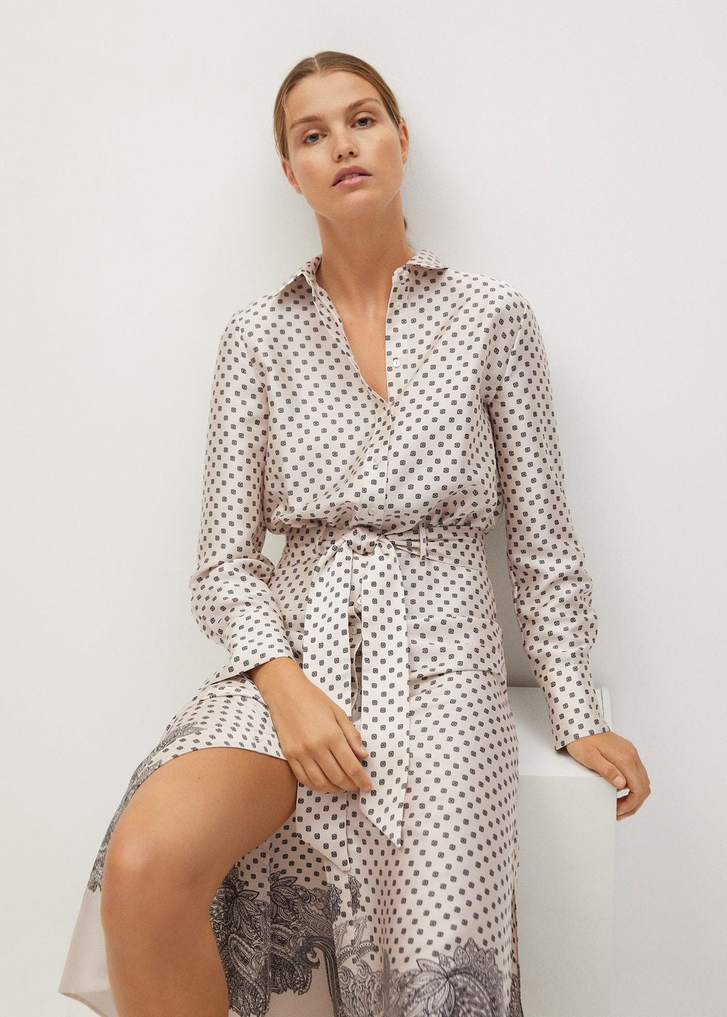 Printed shirt dress