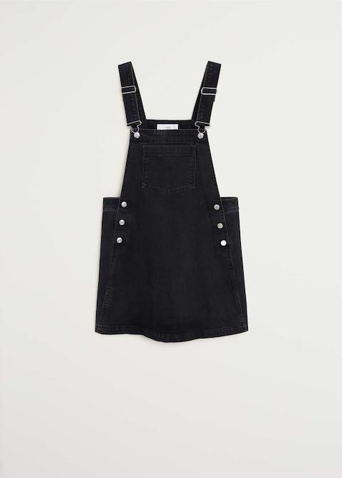 Black denim pinafore dress