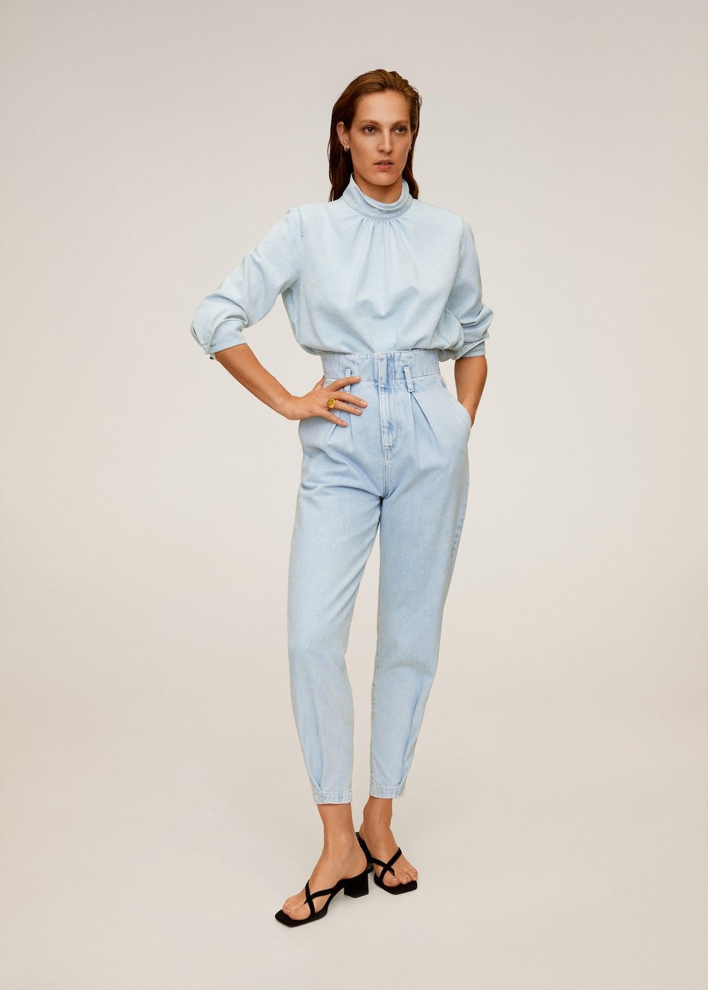 Medium wash denim shirt