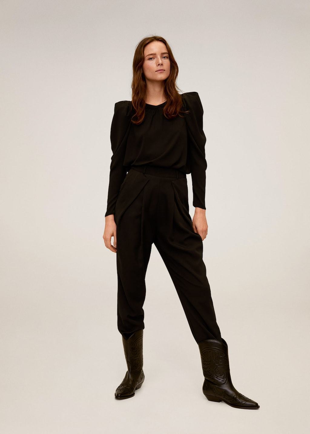 Puffed-shoulder blouse