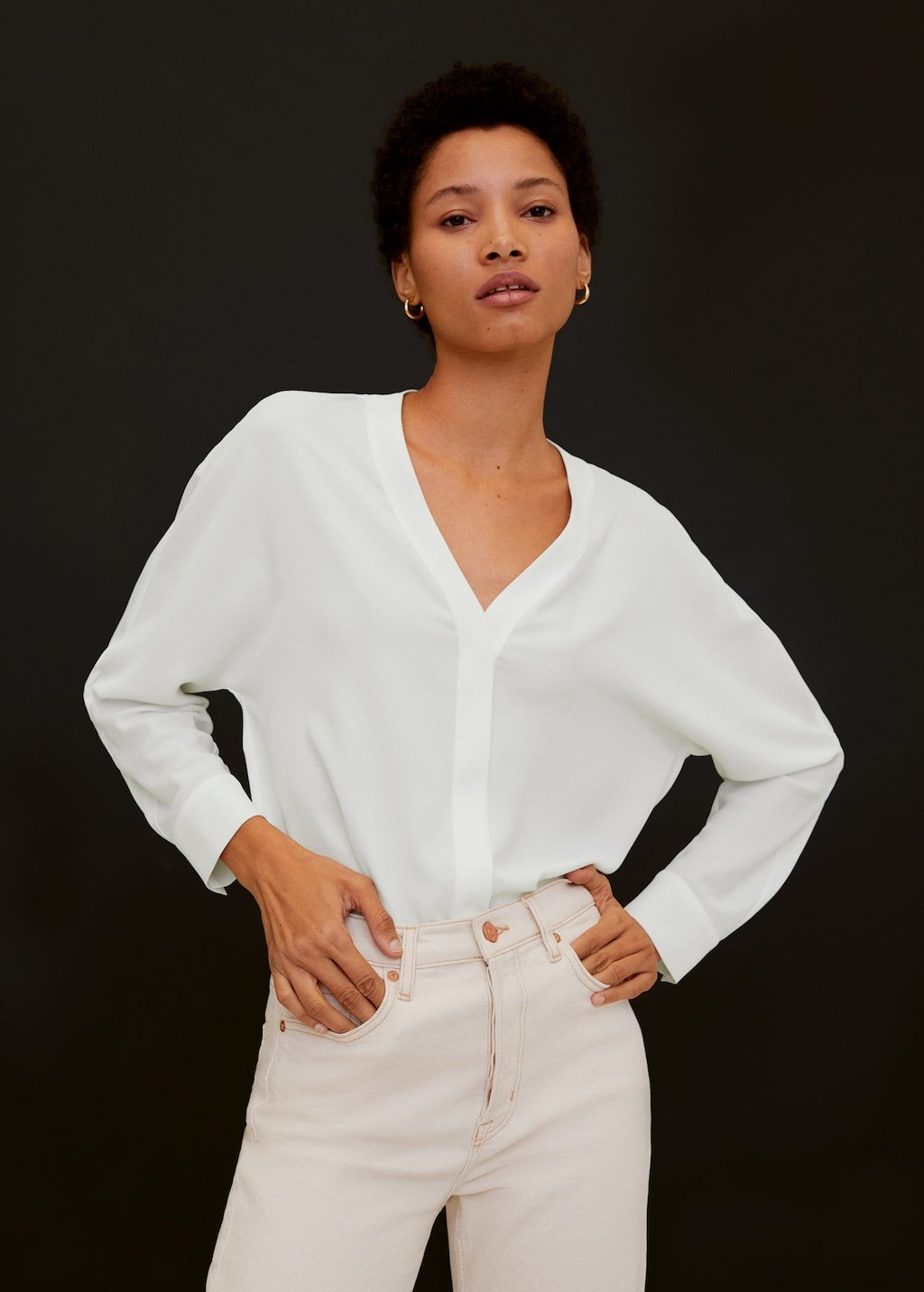 V-neckline blouse