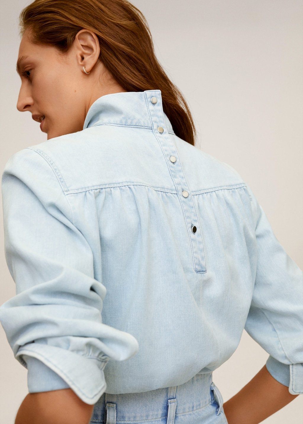 Medium wash denim shirt